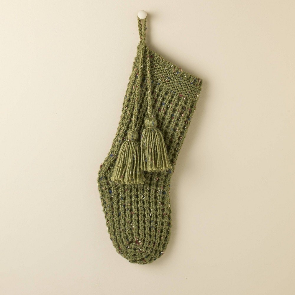 20" Confetti Fleck Waffle Knit Christmas Stocking Sage - Hearth & Hand Magnolia